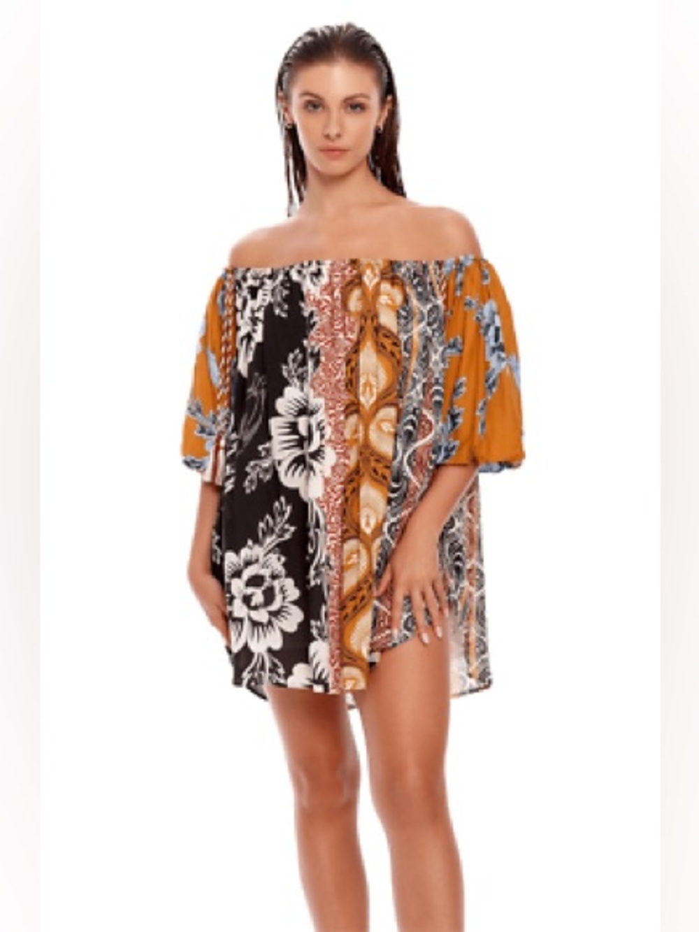 Agua Bendita Liberty Fera Off the Shoulders Short Dress Size S NWT
